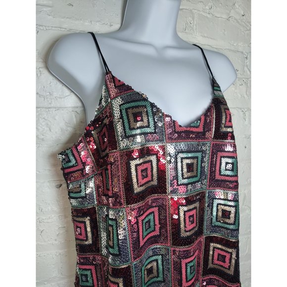 ZARA NYE SEQUIN BOHO SQUARE PATHWORK MINI DRESS - Picture 14 of 16